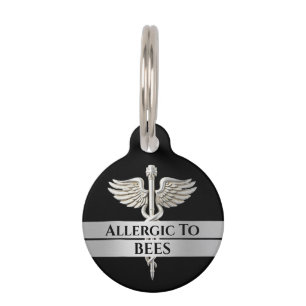 Allergy alert DIY allergic to SILVER caduceus Pet ID Tag