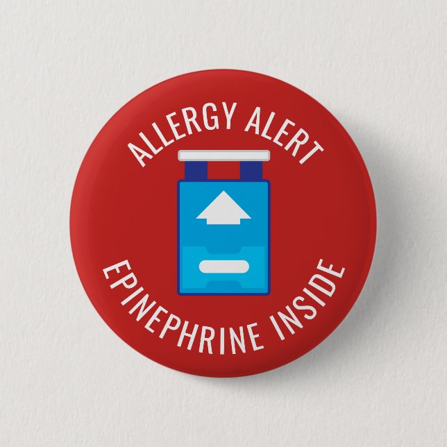 Allergy Alert Epinephrine Inside Medical Kids Pinback Button (Front)