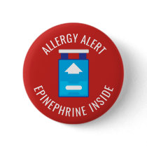 Allergy Alert Epinephrine Inside Medical Kids Pinback Button