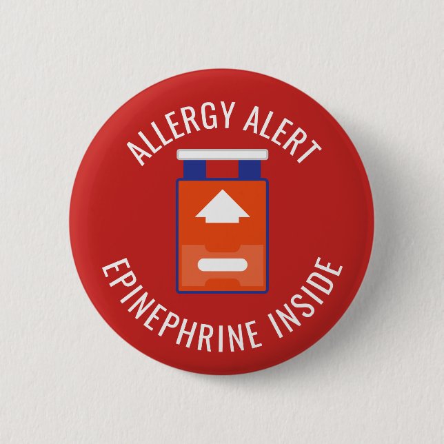 Allergy Alert Epinephrine Inside Medical Kids Pinback Button (Front)