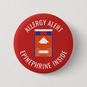 Allergy Alert Epinephrine Inside Medical Kids Pinback Button