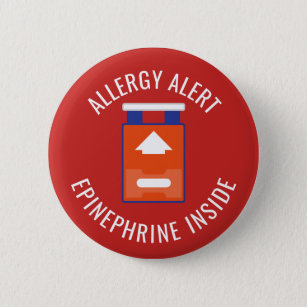 Allergy Alert Epinephrine Inside Medical Kids Pinback Button