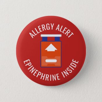 Allergy Alert Epinephrine Inside Medical Kids Pinback Button by LilAllergyAdvocates at Zazzle