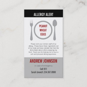 Allergy Alert Gray Duotones Calling Card by mistyqe at Zazzle