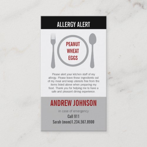Allergy Alert Gray Duotones Calling Card