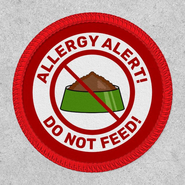Allergy Alert Green Cartoon Dog Bowl With Food Patch (Front)
