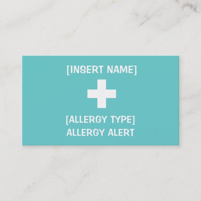Allergy Alert ID & ICE Card (Front)