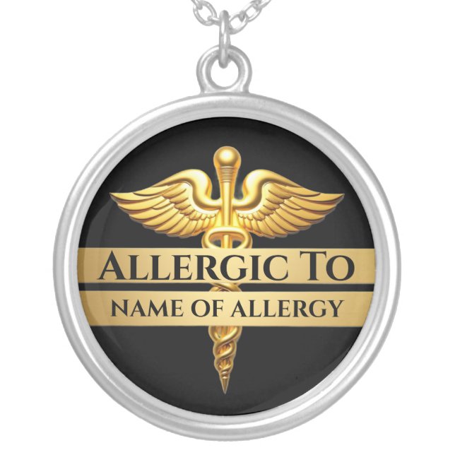 Allergy alert jewelry custom DIY allergic to gold (Front)