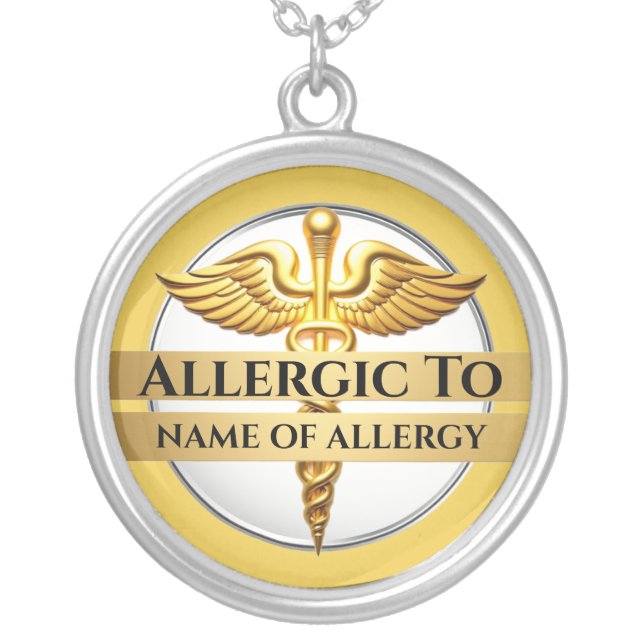 Allergy alert jewelry editable allergic to 2-tone (Front)