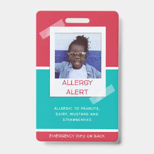 Allergy Alert Kids Photo Medical Emergency Daycare Badge