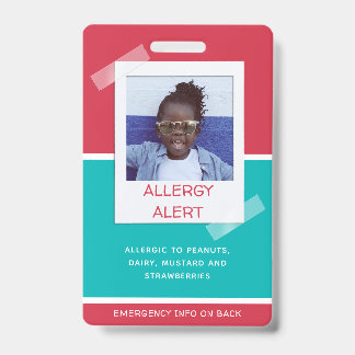 Allergy Alert Kids Photo Medical Emergency Daycare Badge