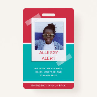 Allergy Alert Kids Photo Medical Emergency Daycare Badge
