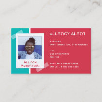 Allergy Alert Kids Photo Medical Emergency Daycare Calling Card