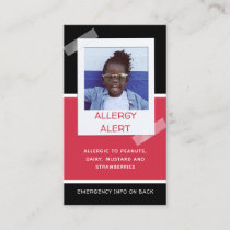 Allergy Alert Kids Photo Medical Emergency Daycare Calling Card