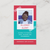 Allergy Alert Kids Photo Medical Emergency Daycare Calling Card