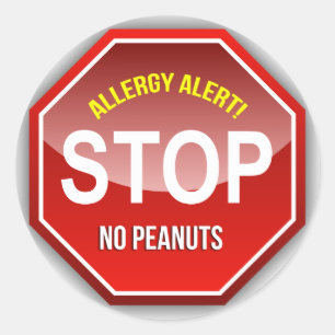 Allergy Alert : No Peanuts Please! Classic Round Sticker
