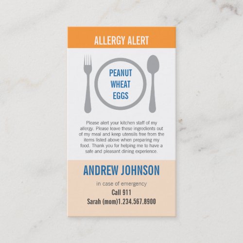 Allergy Alert Orange Duotones Calling Card