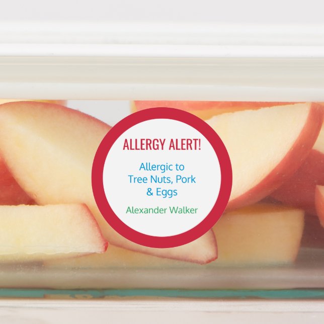 Allergy Alert Personalized Kids Food Allergy Labels (Affixed)
