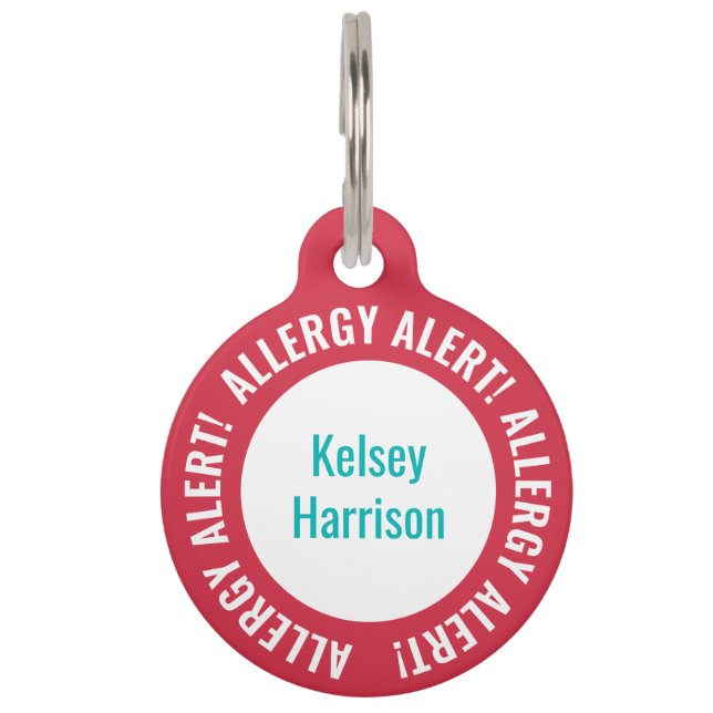 Allergy Alert Personalized Kids School Daycare Pet ID Tag (Front)