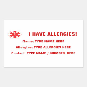 Allergy Alert Red Sticker Label