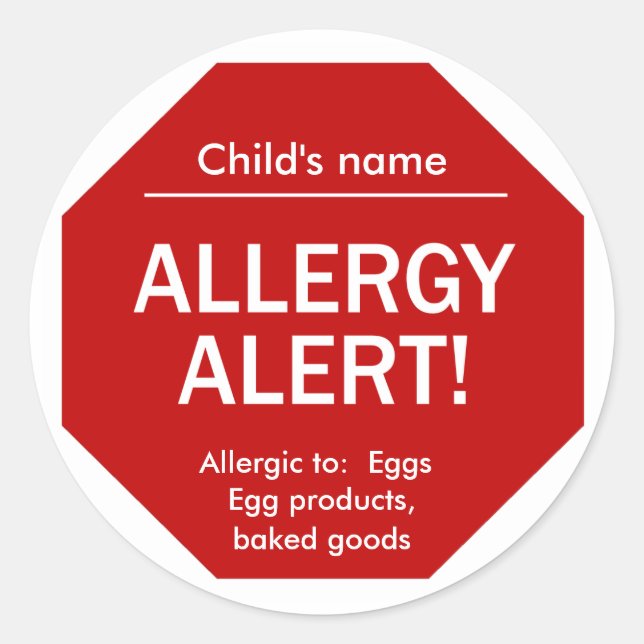 Allergy Alert stickers (Front)