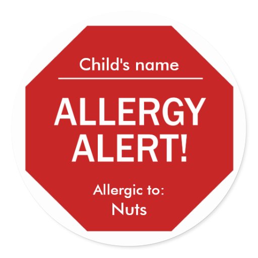 Allergy Alert stickers | Zazzle