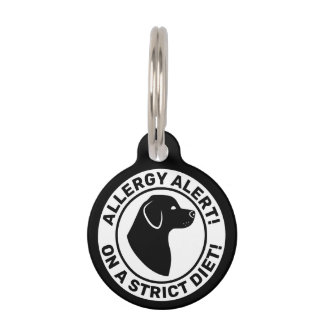 Allergy Alert With Cute Black Dog Silhouette Pet ID Tag