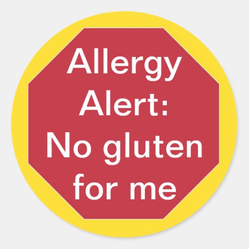 Allergy Allert: No Gluten Customizable Text Classic Round Sticker | Zazzle