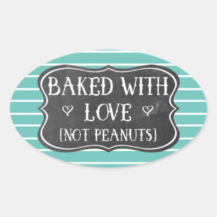 Allergy Baked With Love Not Peanuts Nut Free Retro Oval Sticker