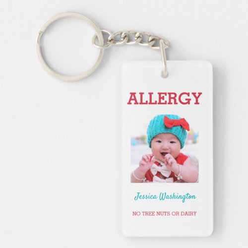 Allergy Custom Photo In Case of Emergency Kids Keychain
