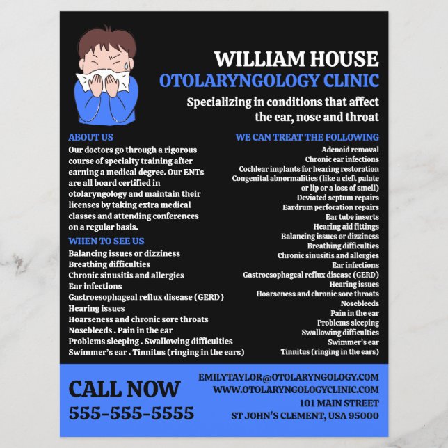 Allergy Design, Otolaryngologist, Otolaryngology Flyer (Front)