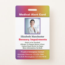 Allergy Disability Alert Contact ID Photo Custom  Badge