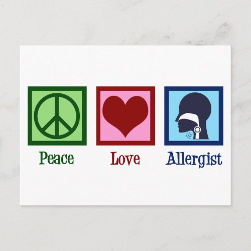 Allergy Doctor Peace Love Allergist Postcard