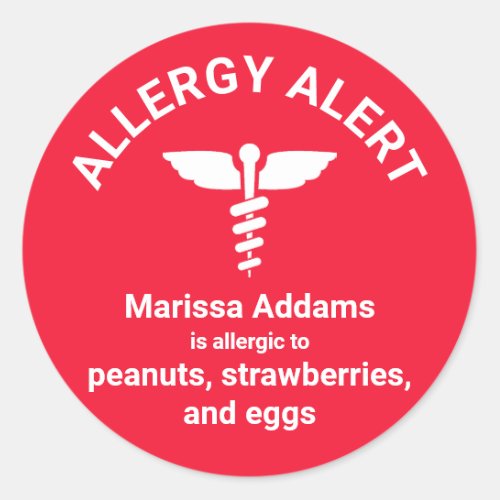 Allergy Medical Alert Classic Round Sticker