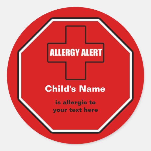 Allergy Medical Alert Custom Large Sticker (Front)
