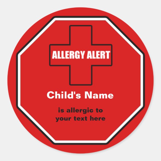 Allergy Medical Alert Custom Small Sticker (Front)