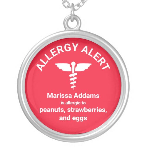 Allergy Medical Alert Silver Plated Necklace
