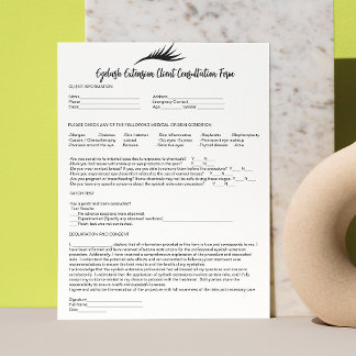 Allergy Patch Test Eyelash Extension Consent White Letterhead