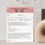 Allergy Patch Test Lash Consent Form Rose Gold Letterhead<br><div class="desc">Hook Up with a Professional Touch: Build Client Trust with Every Detail Our customizable Eyelash Extension Consent Form is designed to elevate your client experience. Tailor it effortlessly to suit your unique business needs, making it the ideal fit for Eyelash Bars and Esthetician services. This consent form ensures clear communication...</div>