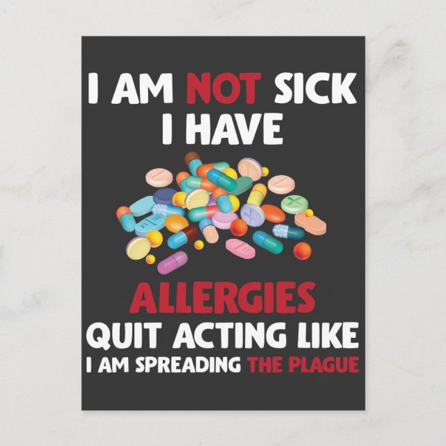 Allergy Sufferer Joke Allergic Humor Allergies Postcard (Front)