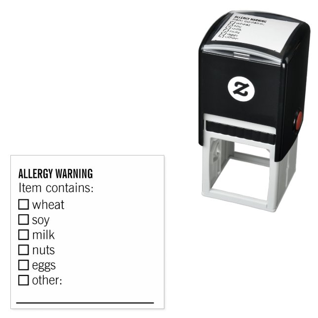 Allergy Warning Alert for Wheat Soy Milk Nuts Eggs Self-inking Stamp (In Situ)
