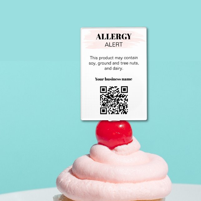 Allergy Warning Ingredient List and QR Code Cake Topper (Creator Uploaded)