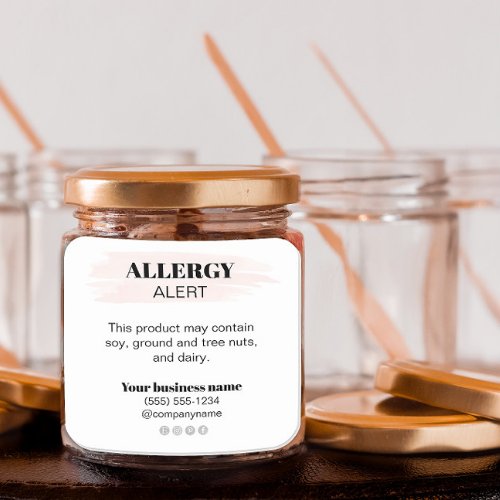Allergy Warning Ingredient List Business Food  Square Sticker