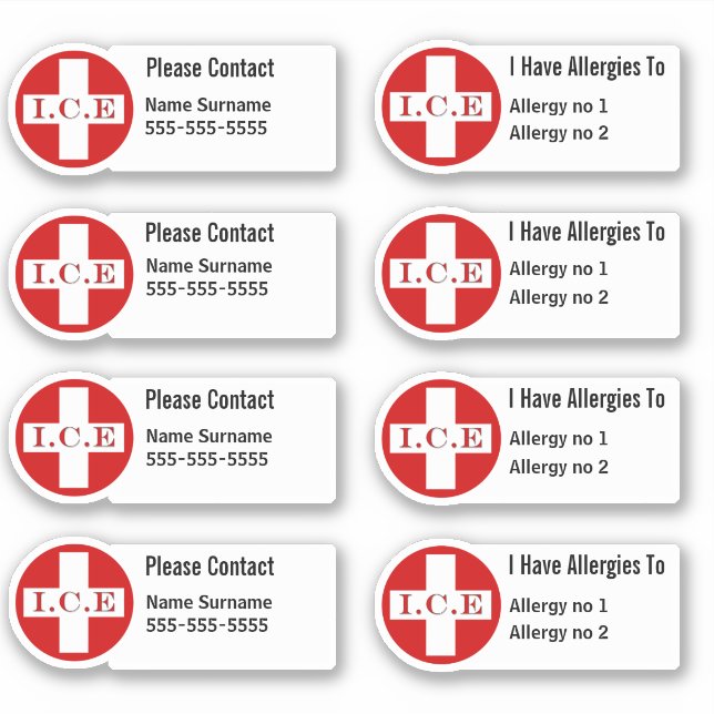 Allergy warning medical condition kids school sticker (Front)