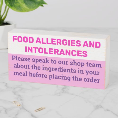 Allergy Warning Wood Sign Box