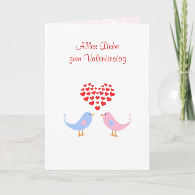 Alles Liebe lovebirds romantic german valentine Holiday Card (Front)