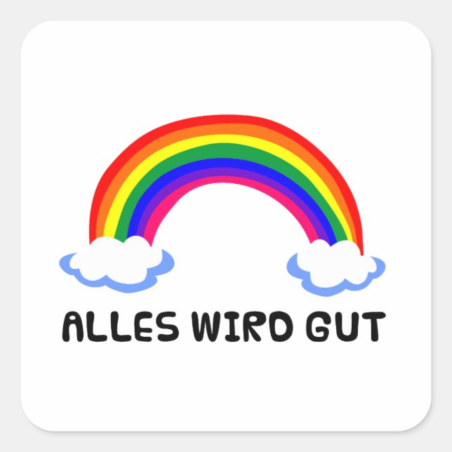 alles wird gut rainbow hope coronavirus corona vir square sticker (Front)