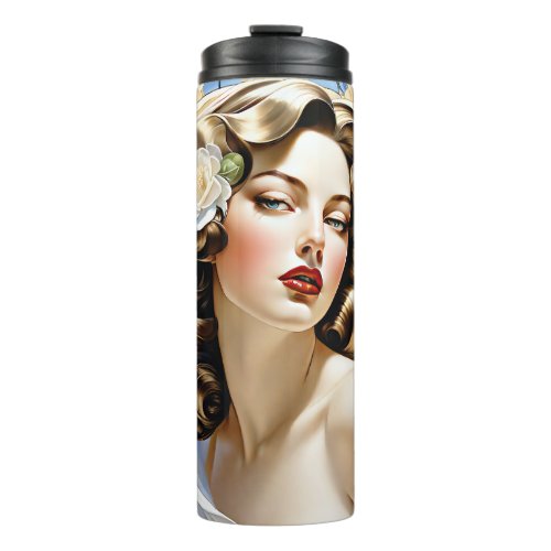 Allesia from Art Nouveau Painting Mucha Style Thermal Tumbler
