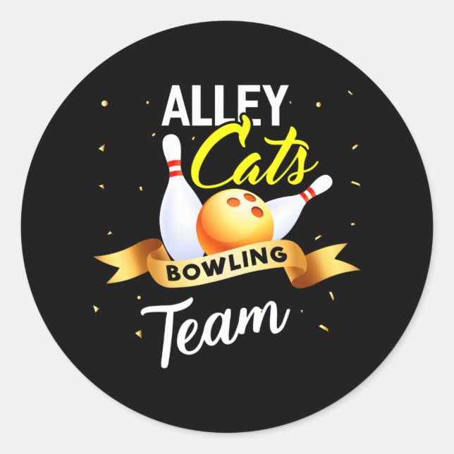 Alley Cat Bowling Funny Bowler Bowling Classic Round Sticker (Front)