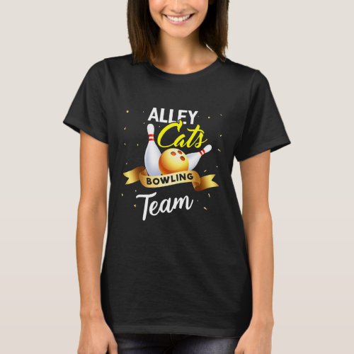 Alley Cat Bowling Funny Bowler Bowling T_Shirt